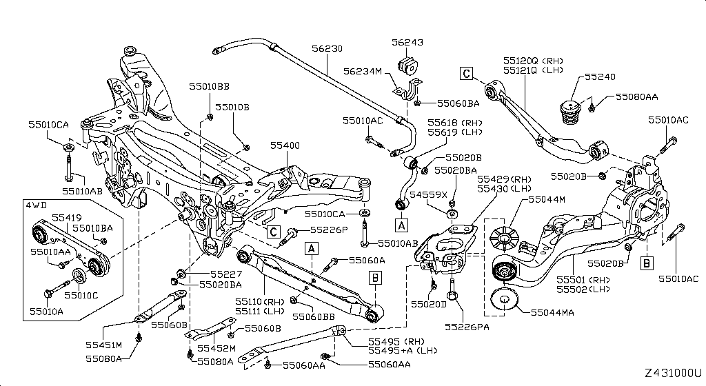REAR SUSPENSION NISSAN X-TRAIL PRCMAKE [アジア（左車輪）]